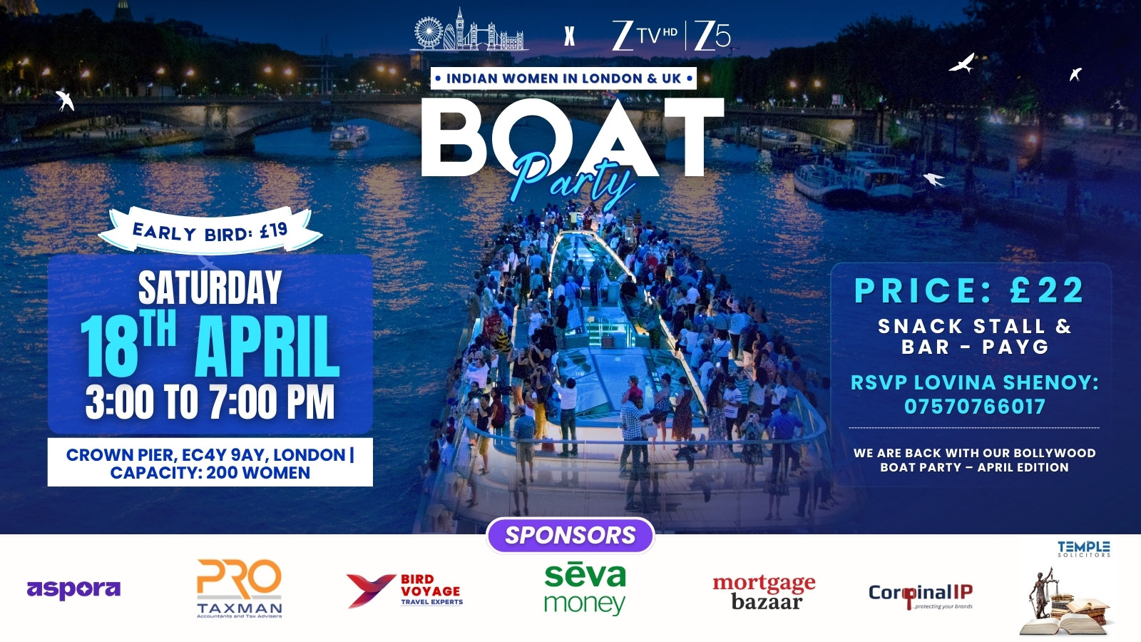 IWLUK Bollywood Boat Party (Women Only) - 18th Apr