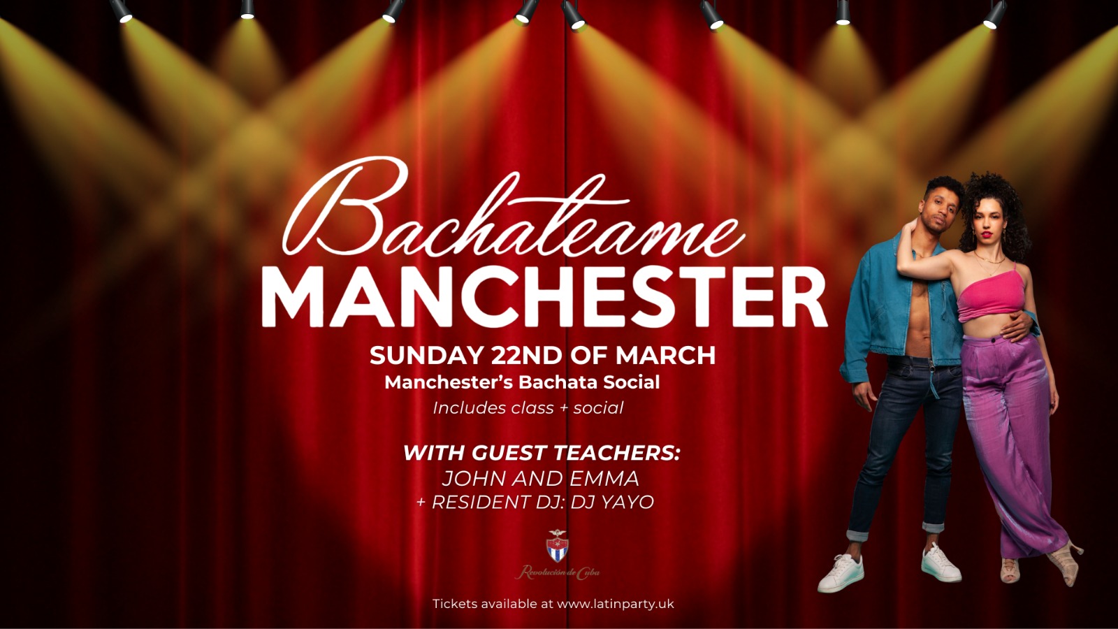 Bachateame Manchester with John and Emma  - Sunday 22nd March | Revolution de Cuba