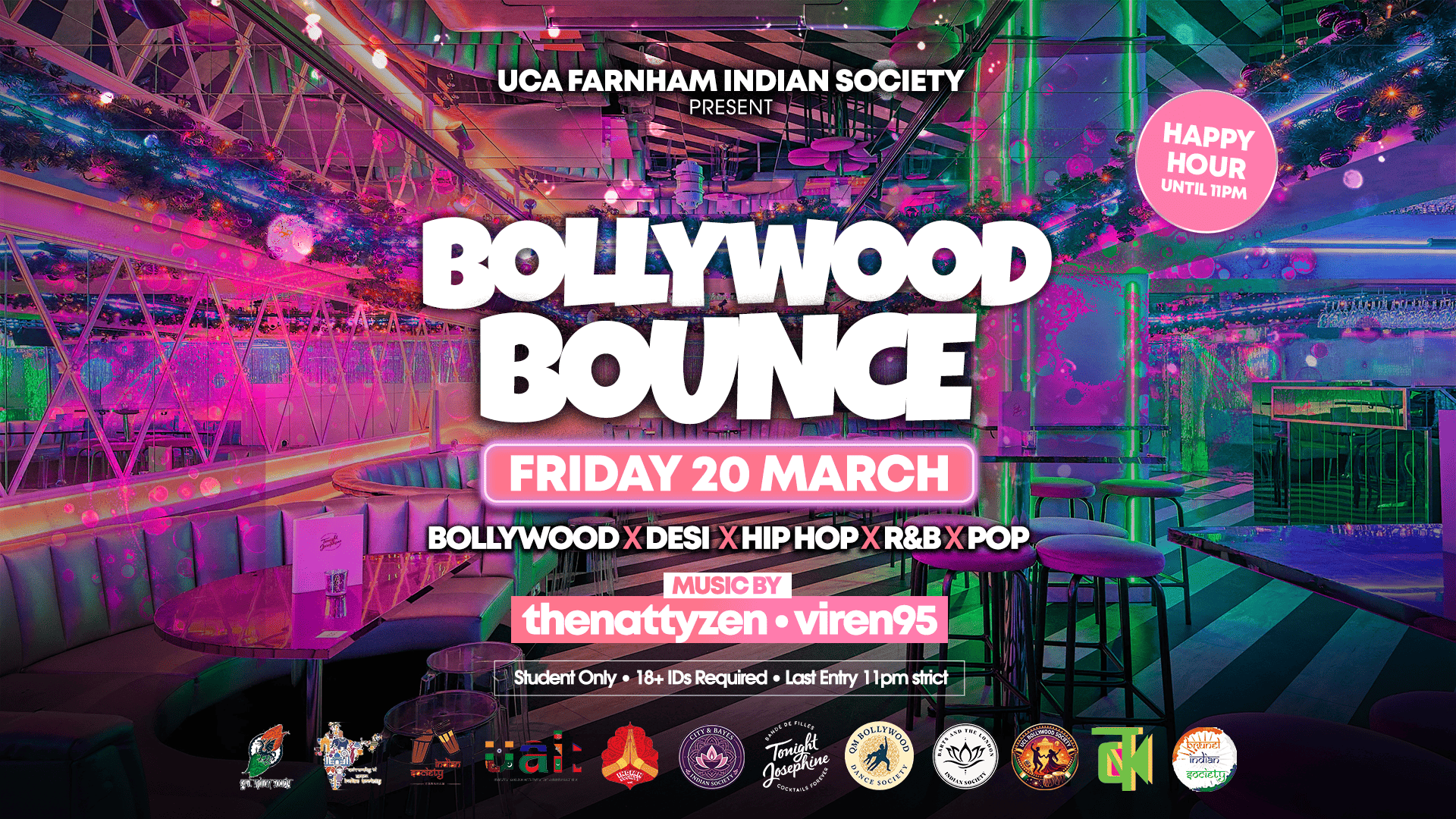 UCA Farnham Indian Society - BOLLYWOOD BOUNCE (The Official Inter-Uni Bollywood Night) 20/03/2026 @Tonight Josephine London
