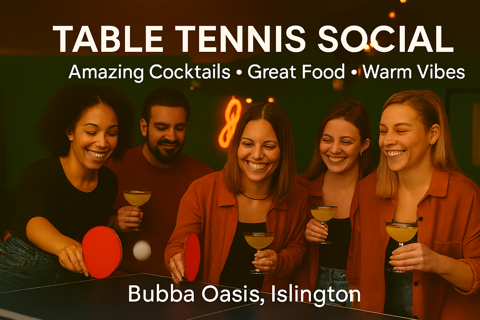 Longer Days -Table Tennis Social at Bubba Oasis, Islington - Complimentary Glass of Prosecco