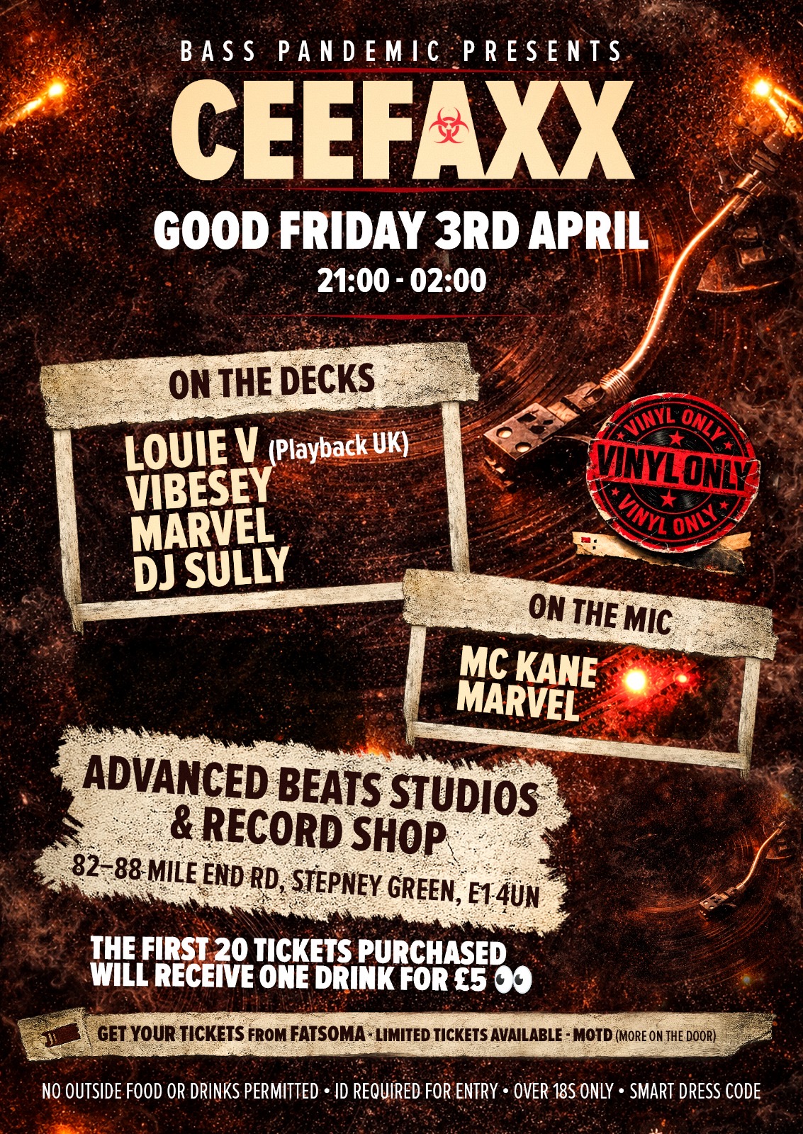 Bass Pandemic presents CEEFAXX (Oldskool Vinyl Night) Good Friday 3rd April 9pm-2am