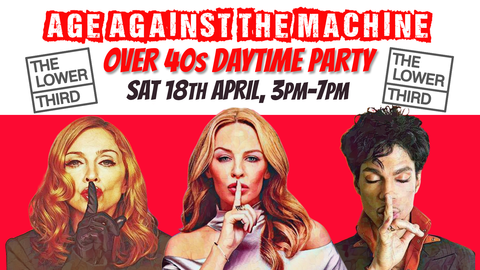 LONDON Age Against The Machine Daytime Party: Sat 18th April, 3pm-7pm (Over 40s Only)- Over 90% sold already