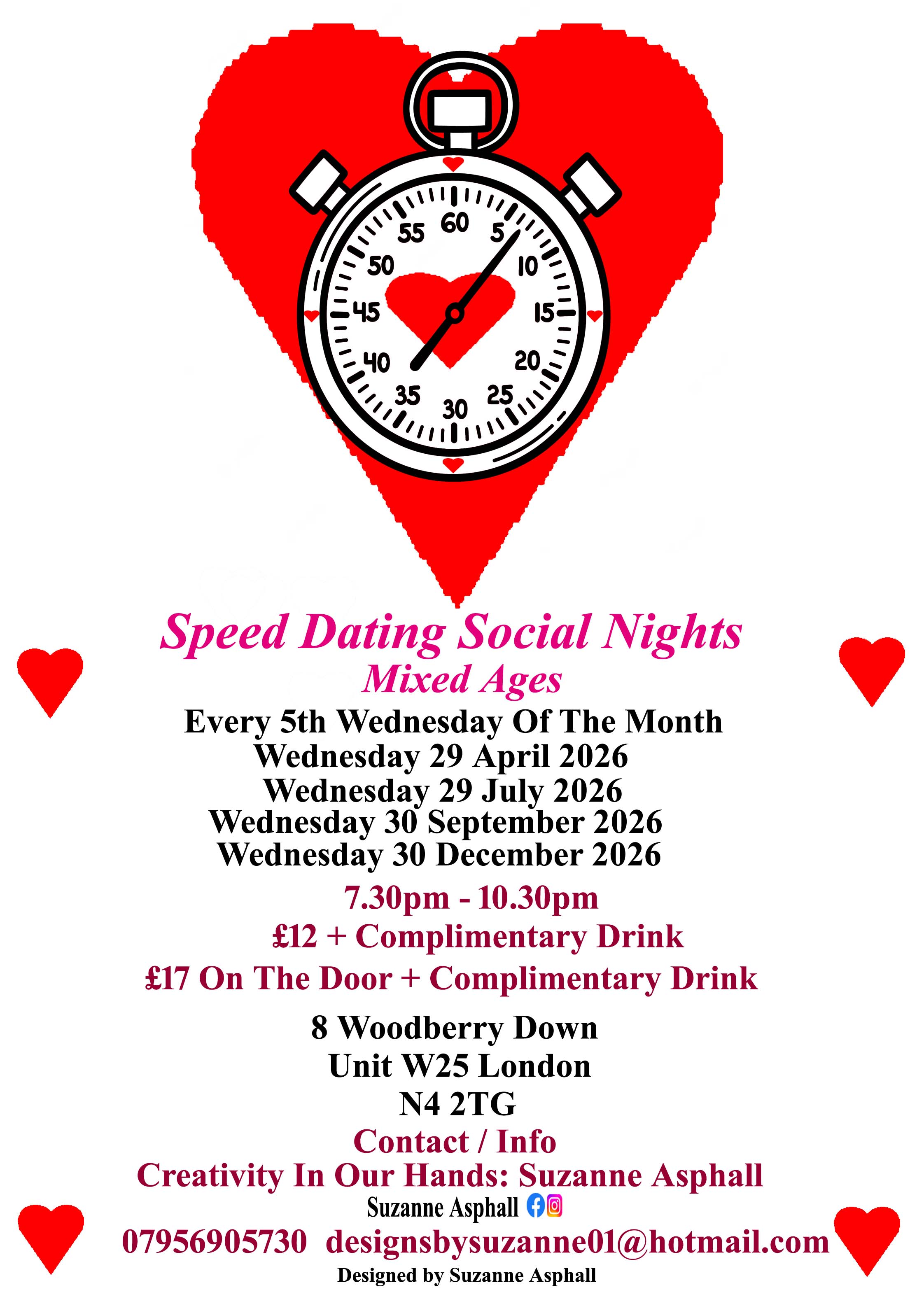 Speed Dating Social Nights. Mixed ages.  Wednesdays