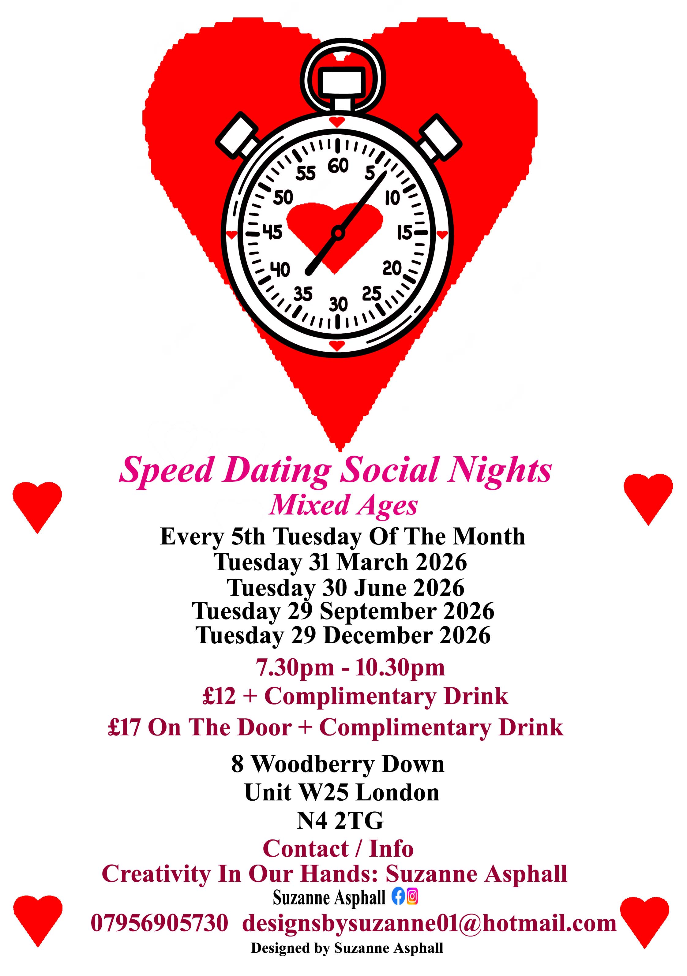 Speed Dating Social Nights. Mixed ages. Tuesdays