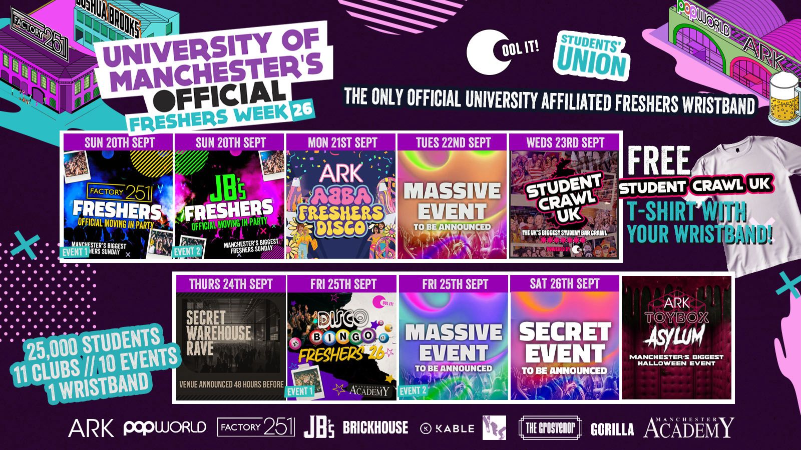 UNIVERSITY OF MANCHESTER'S OFFICIAL All Access Freshers Wristband 2026 🎟️