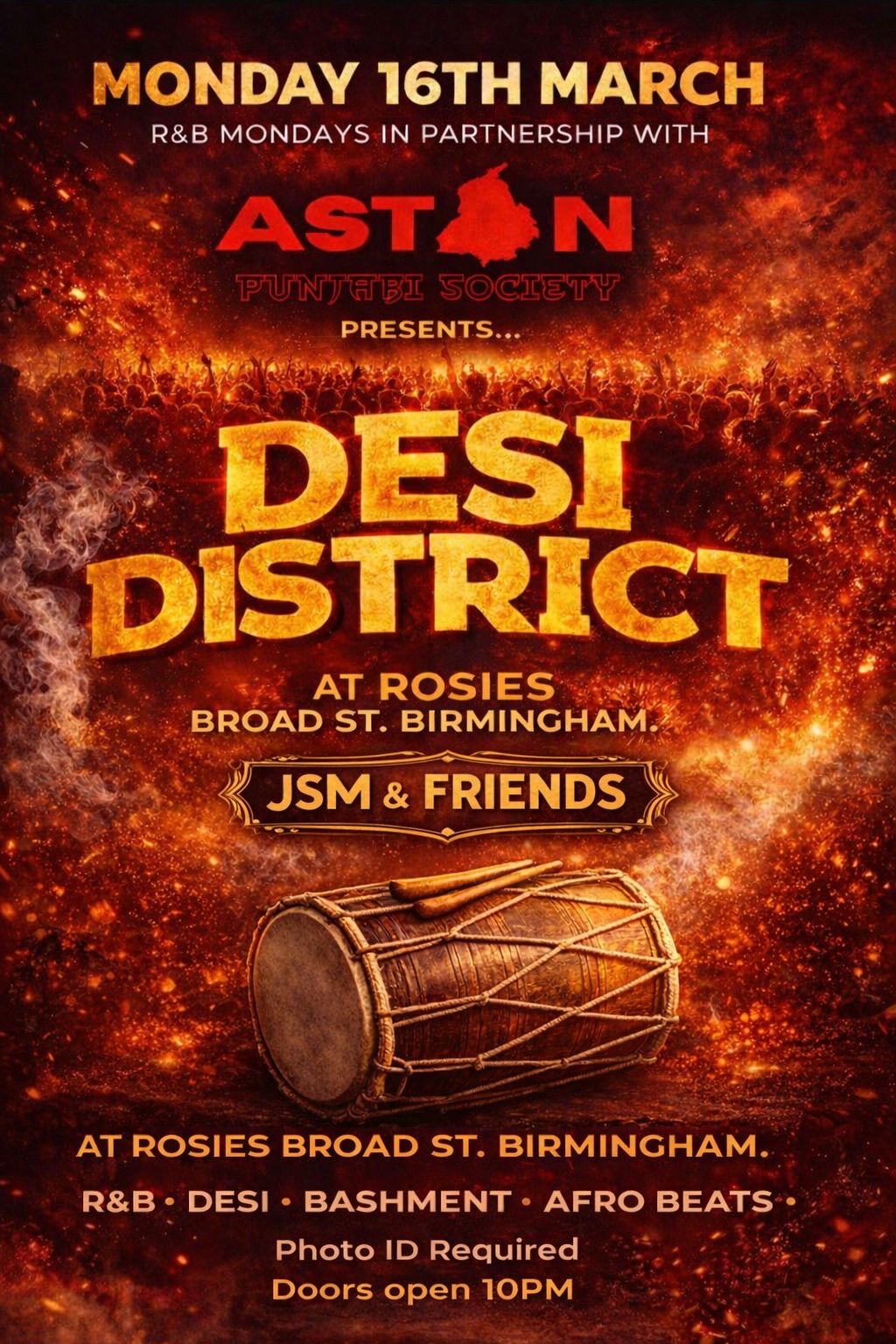 This Monday • Desi District X Aston Punjabi Soc •