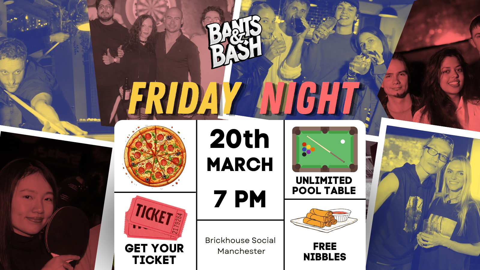 🎱 Bants & Bash: Friday Night Pool Social Unlimited Games • Free Snacks • Up to £100 Prize Hamper