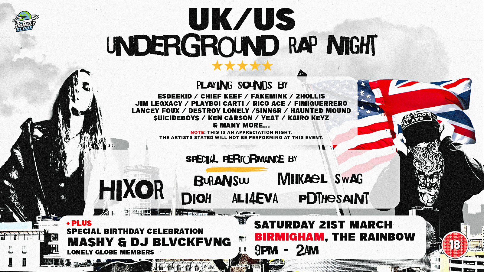 UK/US UNDERGROUND RAP NIGHT - Birmingham