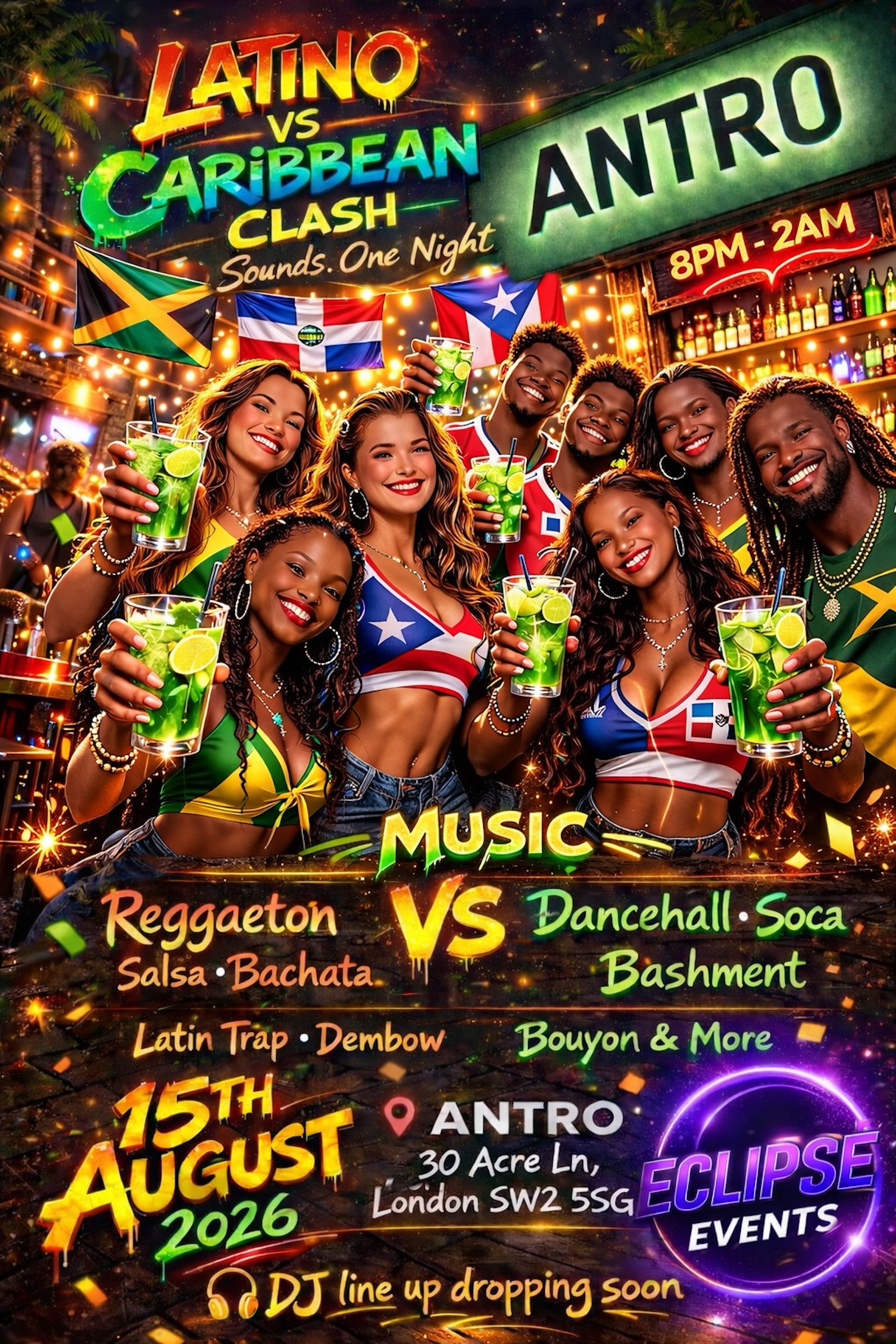 LATINO VS CARIBBEAN CLASH - JERSEY PARTY