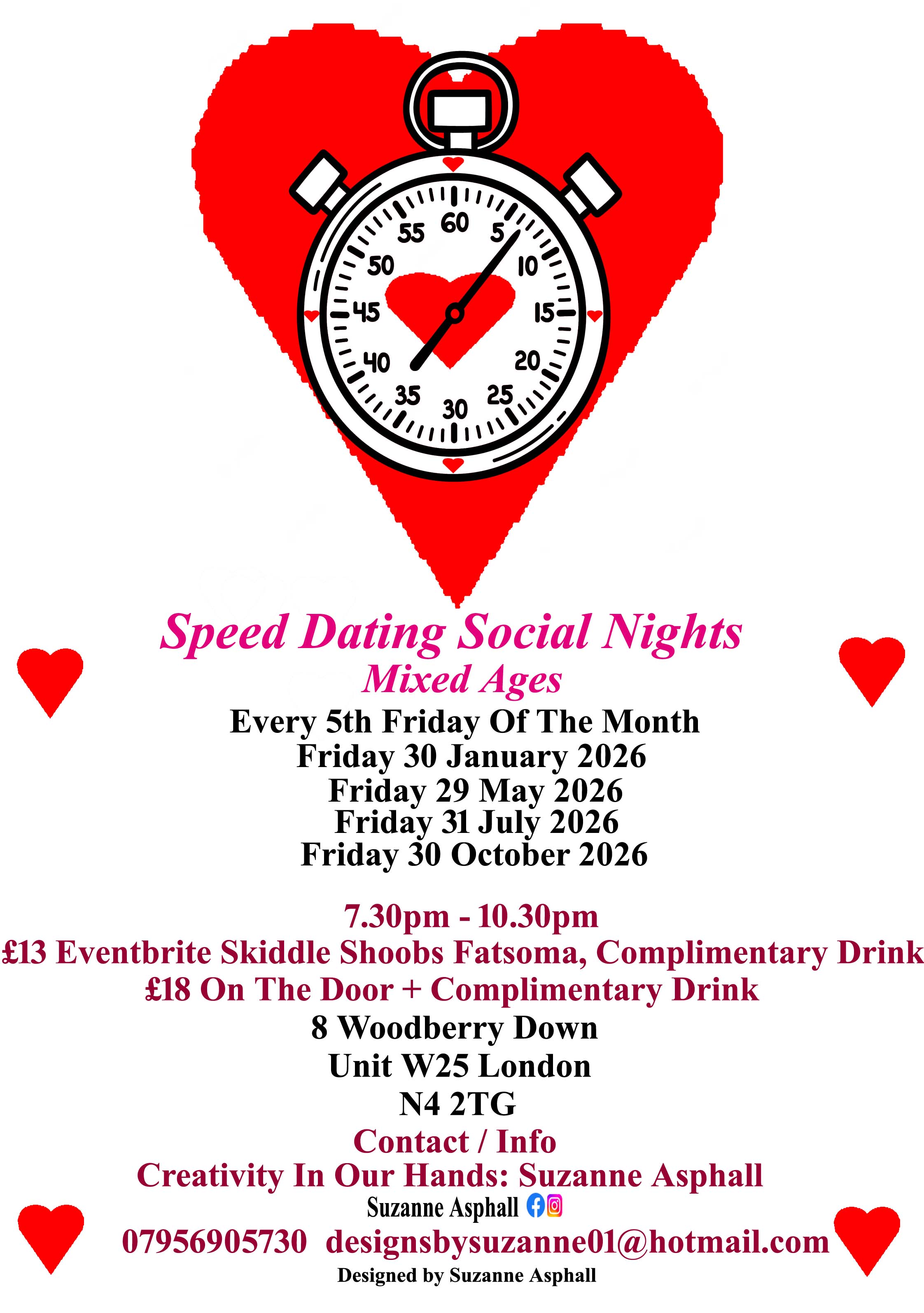 Speed Dating Social Nights. Mixed ages. Fridays