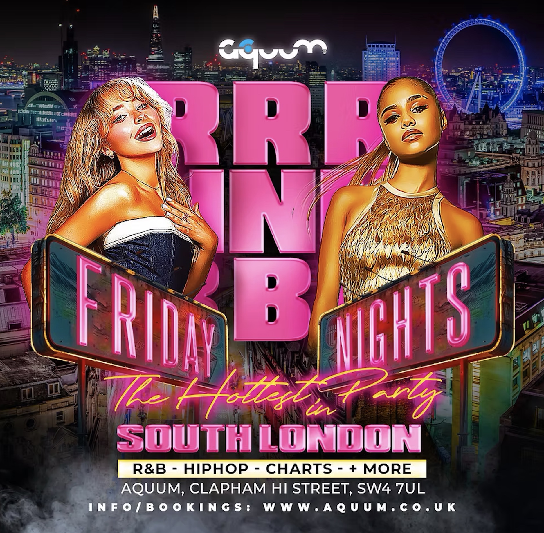 R&B Fridays @ Aquum Clapham // Old Skool R&B, Hip-Hop, Party Anthems // 4am Close