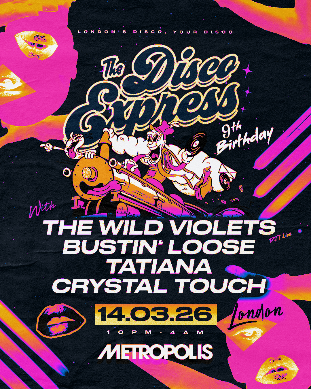 The Disco Express 9th Birthday Bash: The Wild Violets, Bustin' Loose, Tatiana, Crystal Touch