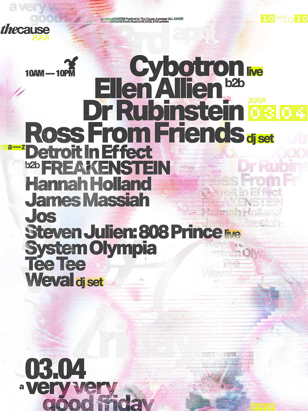 The Cause: A Very Very Good Friday w/ Cybotron live, Ross From Friends, Ellen Allien 