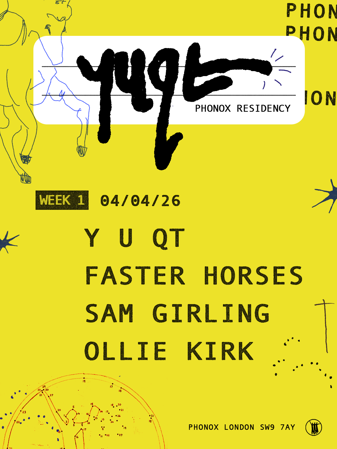 Y U QT, Faster Horses, Sam Girling, Ollie Kirk - 4 Saturdays at Phonox (4th April)