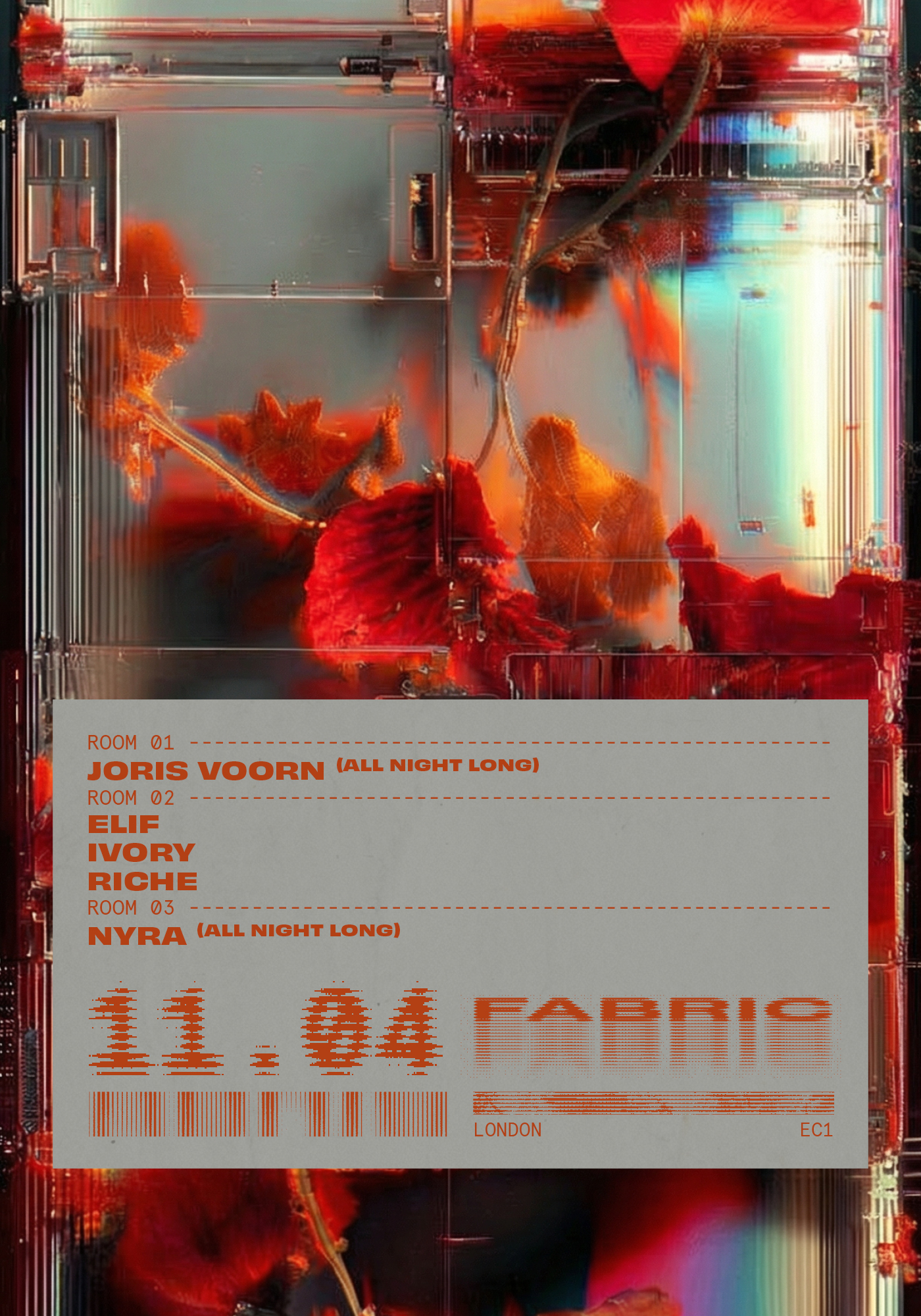 fabric: Joris Voorn (All Night Long), ELIF, Ivory, RICHE, Nyra