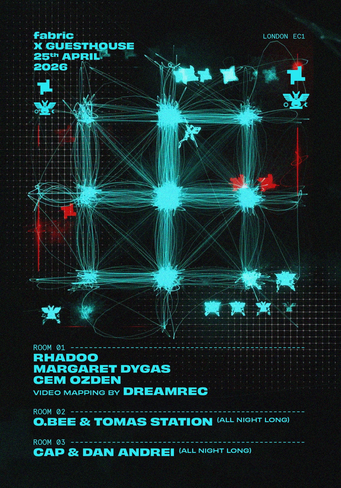 fabric: 25 Years Guesthouse - Rhadoo, Margaret Dygas, Cem Ozden, O.BEE & Tomas Station, Cap