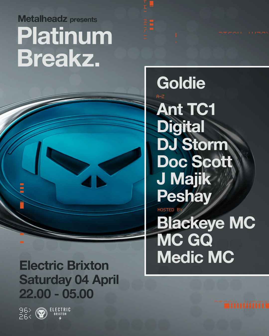 Metalheadz pres. Platinum Breakz: Goldie, Doc Scott, Peshay, DJ Storm + more