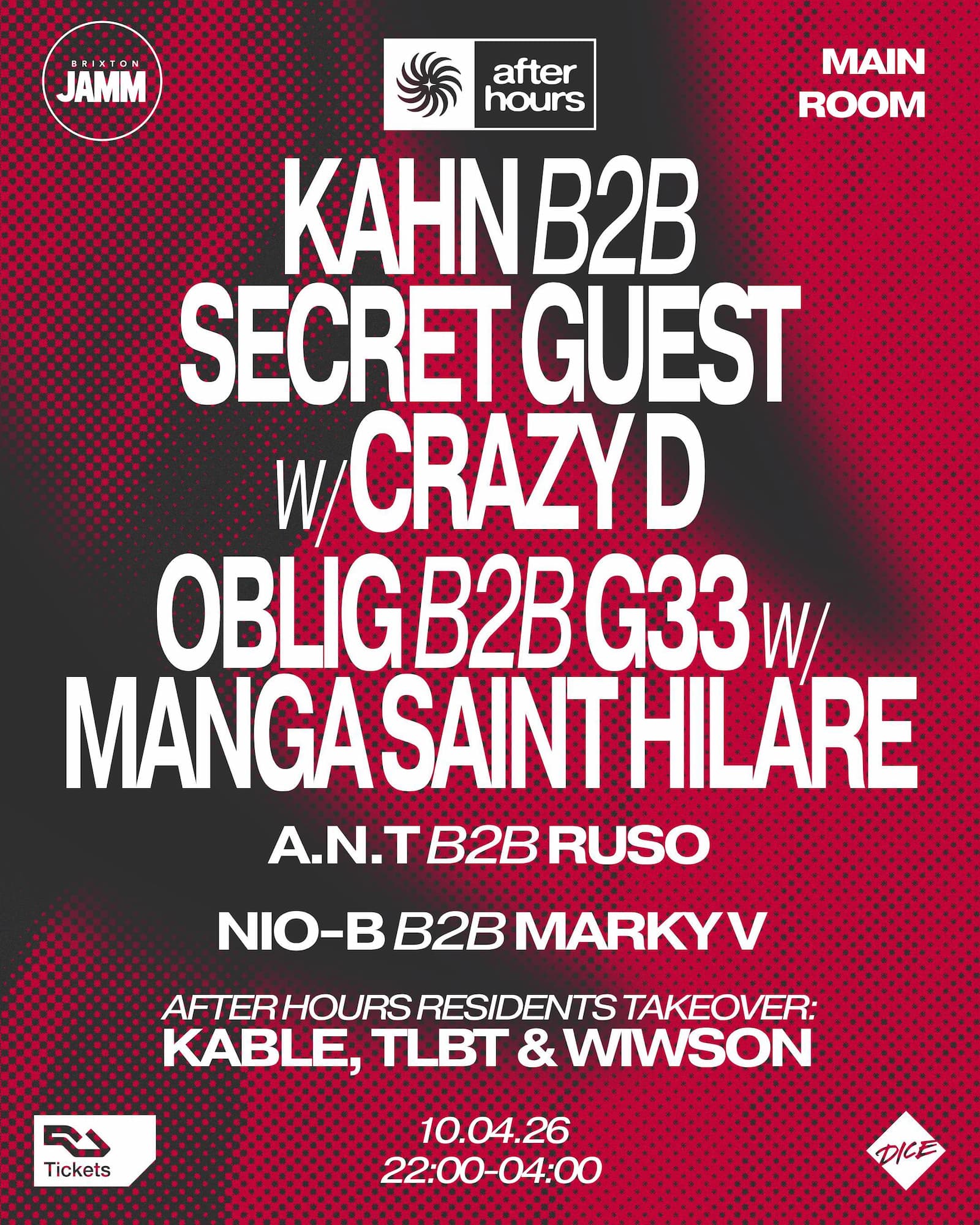 After Hours presents: Kahn b2b Secret Guest with Crazy D, Oblig b2b G33 with Manga Saint Hilare