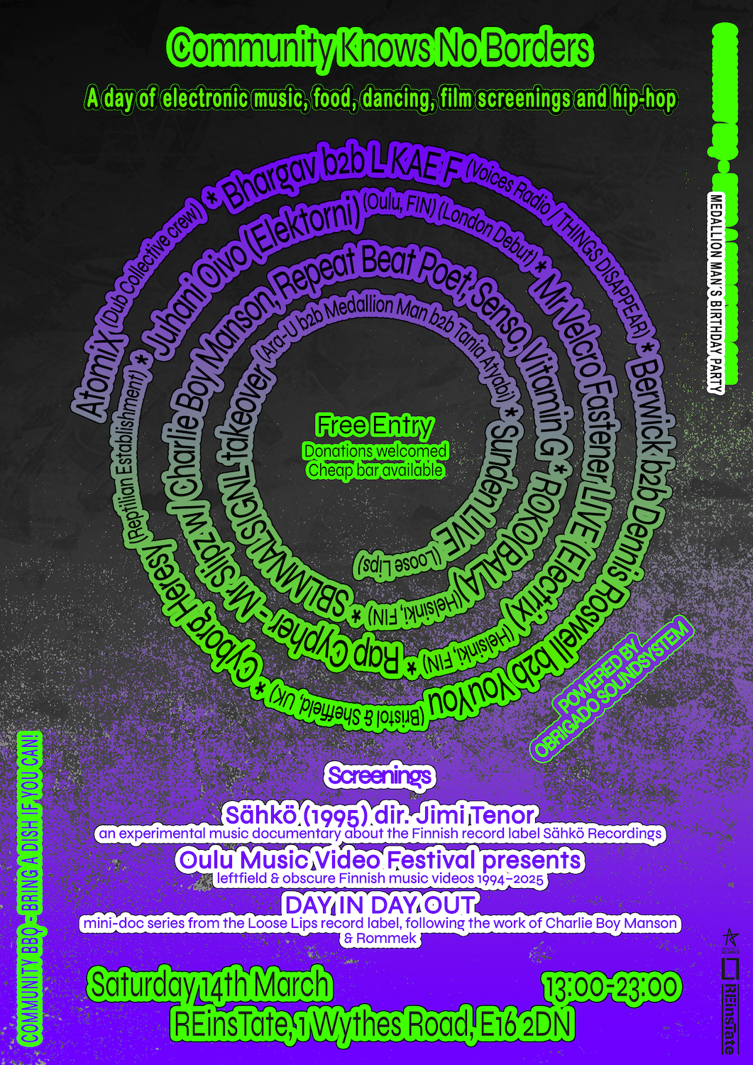 Community Knows No Borders (FREE ENTRY) all-dayer