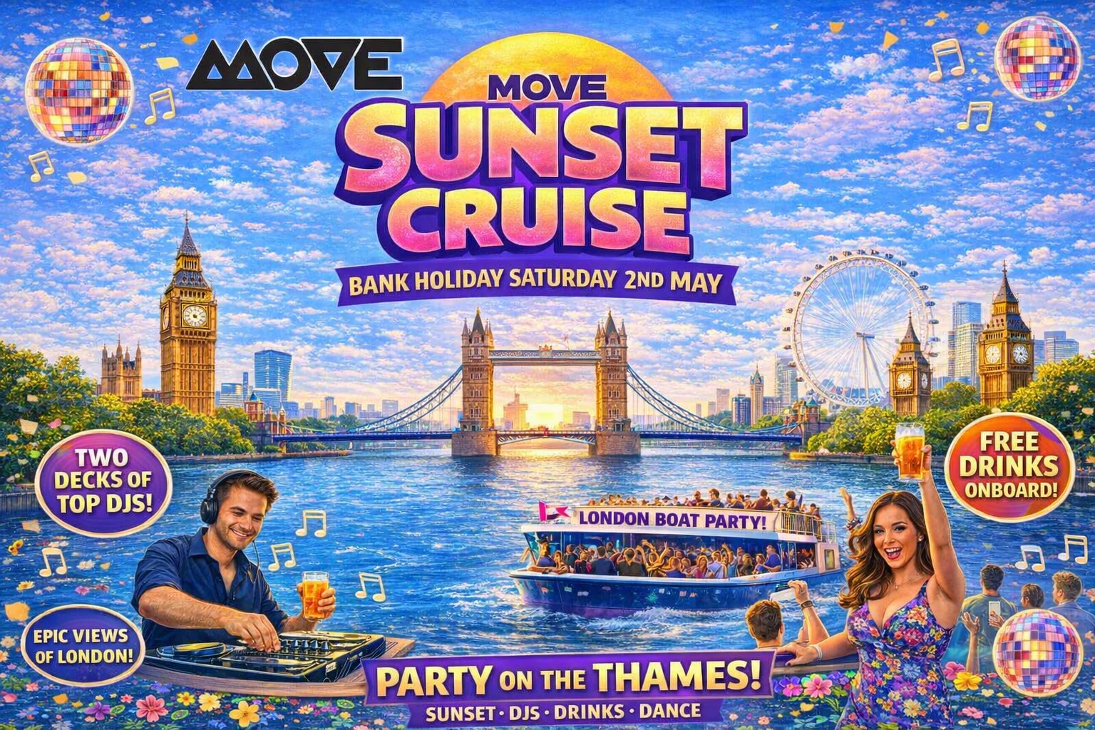 Sunset Cruise That Turns Into a Full‑Blown Party this Bank Holiday plus open bar