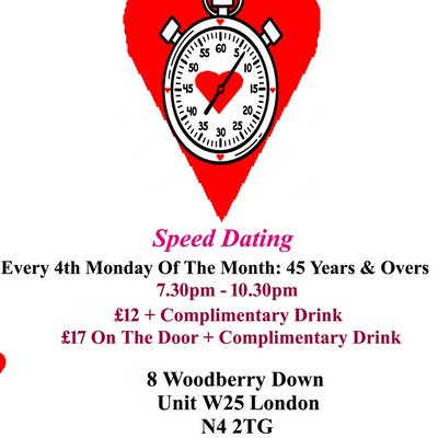 Speed Dating 45 years & Overs Mondays