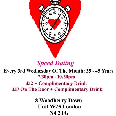 Speed Dating. 35 -  45 years. Wednesdays