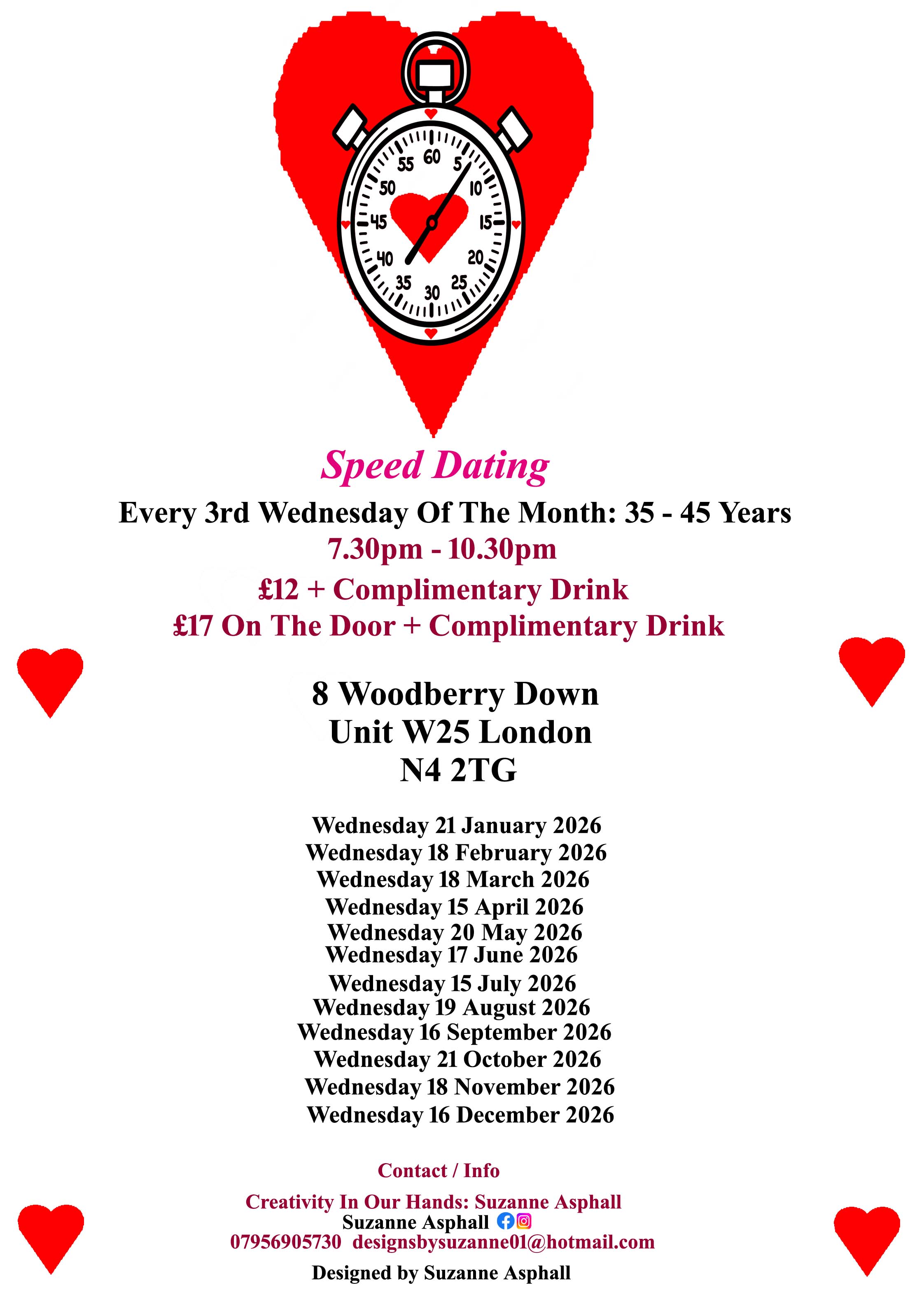 Speed Dating. 35 -  45 years. Wednesdays
