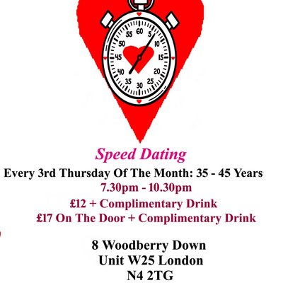 Speed Dating. 35 - 45 years. Thursdays
