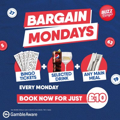 Eat, Drink & Play Bargain Monday 06/04 - Buzz Bingo Stockport